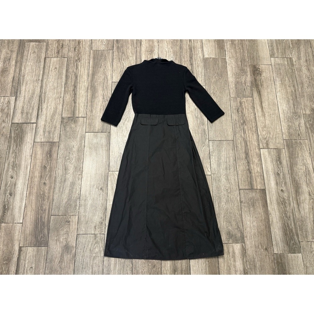 Zara Black Maxi Dress Mock Neck 3/4 Sleeve Long Dress Casual Formal Cute Small